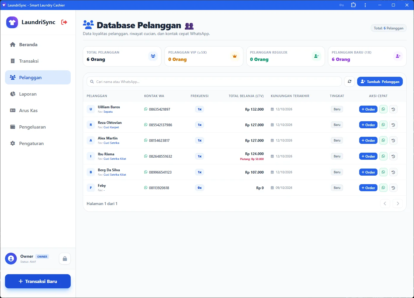 Tampilan Desktop Database Pelanggan